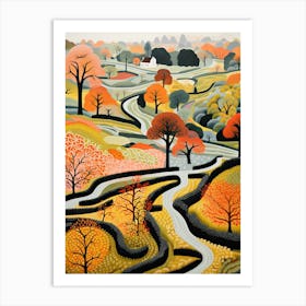 Garden Of Cosmic Speculation, United Kingdom In Autumn Fall Illustration 0 Art Print