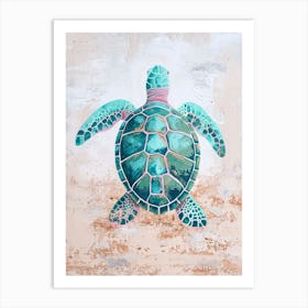 Simple Turquoise Sea Turtle Art Print