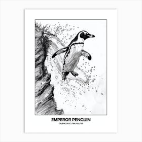 Penguin Diving Into The Water Poster 7 Art Print