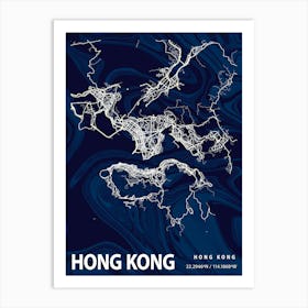 Hong Kong Crocus Marble Map Art Print