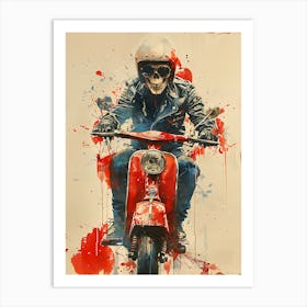 Skull On A Moped 1 Art Print