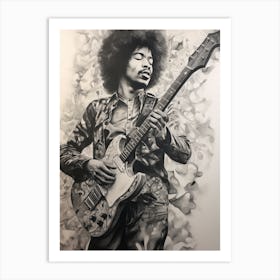 Jimi Hendrix B&W 5 Art Print