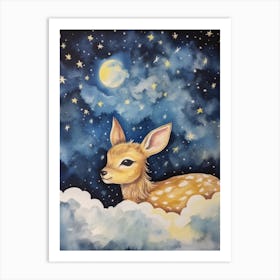 Baby Deer 2 Sleeping In The Clouds Art Print