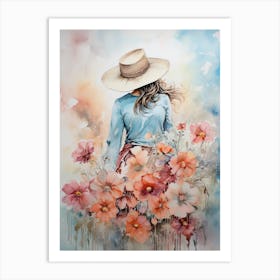 Cowgirl Watercolour Flower 4 Art Print