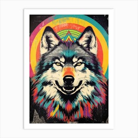 Himalayan Wolf Retro Colourful 2 Art Print