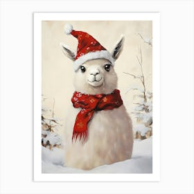 Llama Christmas Art Print