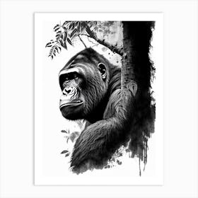 Gorilla In Tree Gorillas Graffiti Style 2 Art Print