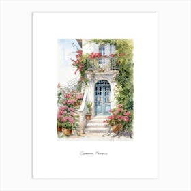 Cannes, France   Mediterranean Doors Watercolour Painting 4 Poster Art Print