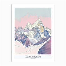 Grossglockner Austria Color Line Drawing 1 Poster Art Print