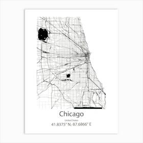 Chicago Ridge,United States Minimalist Map Art Print