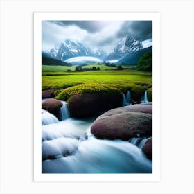 Waterfall In The Mountains 17 Art Print