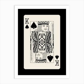 King Of Spades in Black, College Art, Trendy Card Art, Preppy, y2k Art Print