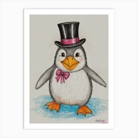 Penguin In Top Hat 2 Art Print