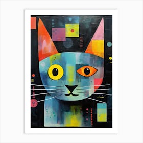 Purr-fect Abstraction: Cubist Minimalism with Cats Art Print