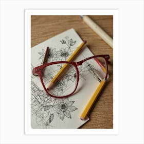 Eyeglasses And Pencils Art Print