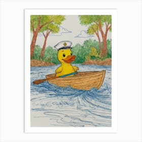 Duck In A Boat 12 Art Print