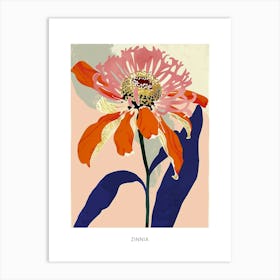 Colourful Flower Illustration Poster Zinnia 2 Art Print