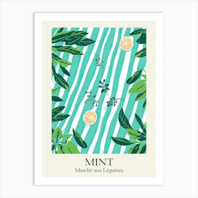 Marche Aux Legumes Mint Summer Illustration 1 Art Print