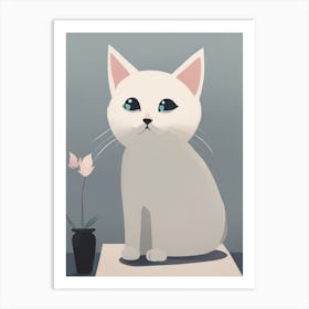 White Cat Art Print