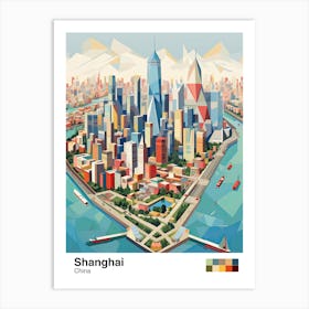Shanghai, China, Geometric Illustration 1 Poster Art Print