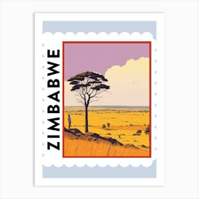 Zimbabwe 3 Travel Stamp Poster Art Print