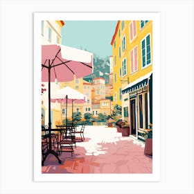 Nice, France, Flat Pastels Tones Illustration 2 Art Print