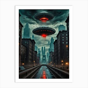 Aliens In The City 1 Art Print