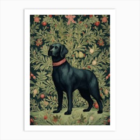 William Morris Style Christmas Dog 2 Art Print
