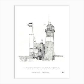 Noorderhooft Lighthouse Netherlands - Dutch Lighthouse Art Print - Fine Line Architecture Sketch Art Print