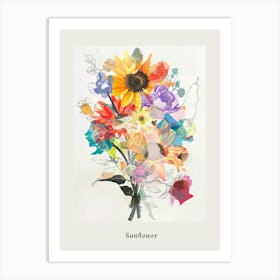 Sunflower 4 Collage Flower Bouquet Poster Art Print