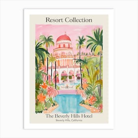 Poster Of The Beverly Hills Hotel   Beverly Hills, California   Resort Collection Storybook Illustration 3 Art Print