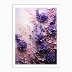 Purple Flowers With Water Droplets Art Print