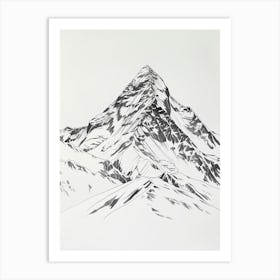 Gasherbrum Pakistan China Line Drawing 5 Art Print