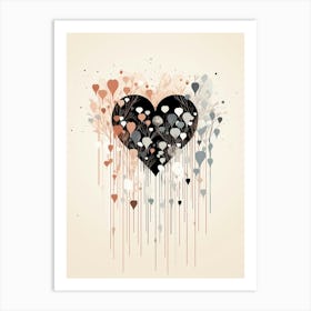 Black & Cream Line Heart 2 Art Print