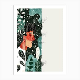 Illustration Of A Man In The Forest Art Print