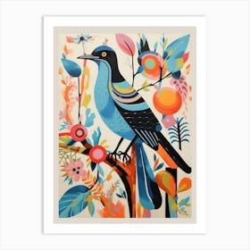 Colourful Scandi Bird Mockingbird 2 Art Print