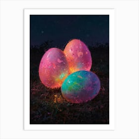 Glow In The Dark Easter Eggs Art Print