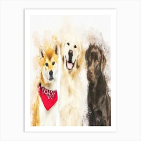 Labrador Shiba Inu Golden Retriever Art Print