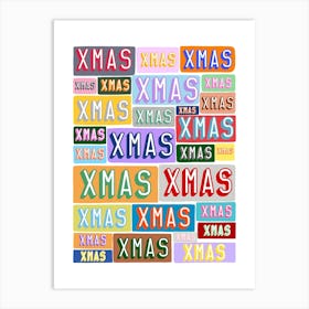 Multi Colour Xmas Typography Art Print