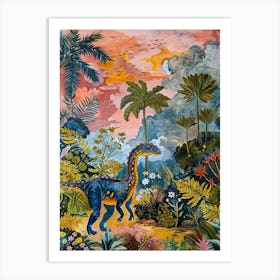 Colourful Dinosaur In The Wild Painting 4 Art Print