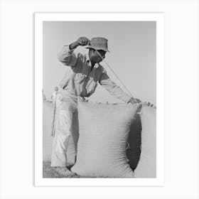 Sewing Bags Of Rice At Thresher Near Crowley, Louisiana By Russell Lee Art Print