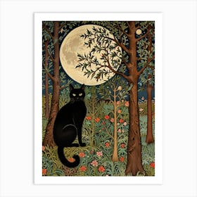 William Morris Black Cat In The Forest 34 Art Print