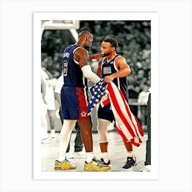 Lebron James Of Team United States Hugs Stephen Curry Art Print