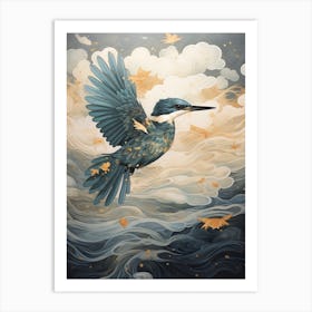 Kingfisher 1 Gold Detail Painting Art Print