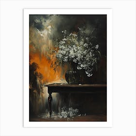 Baroque Floral Still Life Babys Breath 1 Art Print