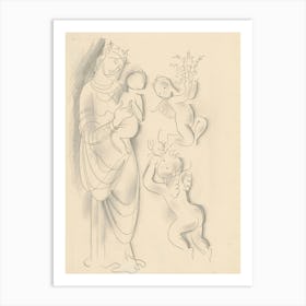 Madonna And Child With Angels, Mikuláš Galanda Art Print