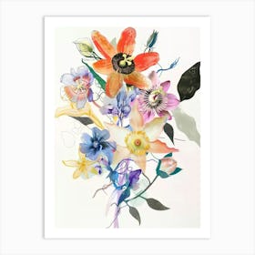 Passionflower 1 Collage Flower Bouquet Art Print