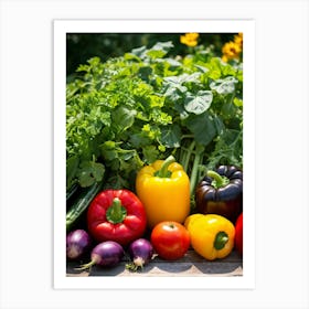 Assorted Vegetables Straight From The Garden Rich In Color And Variety Including Vibrant Red Tomat (6) Art Print