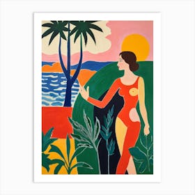 Woman At The Beach 1 Art Print