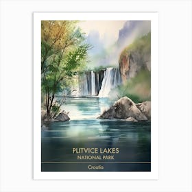 Plitvice Lakes National Park Croatia Watercolour 4 Art Print